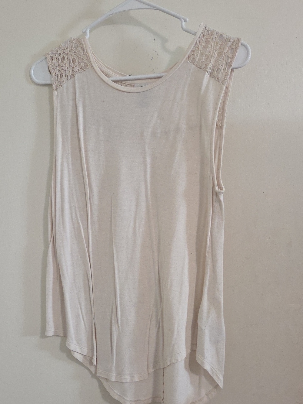 Old Navy Cream Lace-Shoulder Sleeveless Tank